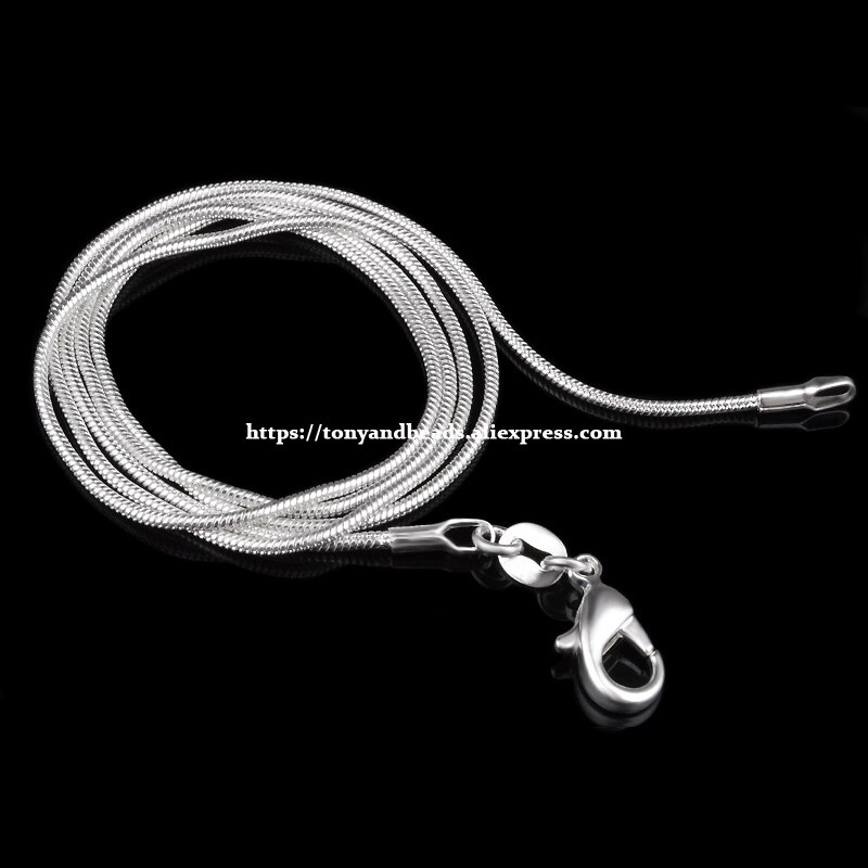 (10 Stuks = 1 Lot 1 Mm Verzilverd Karabijnsluiting Snake Chain 16 18 20 22 24 Inch Pick Maat Voor Sieraden