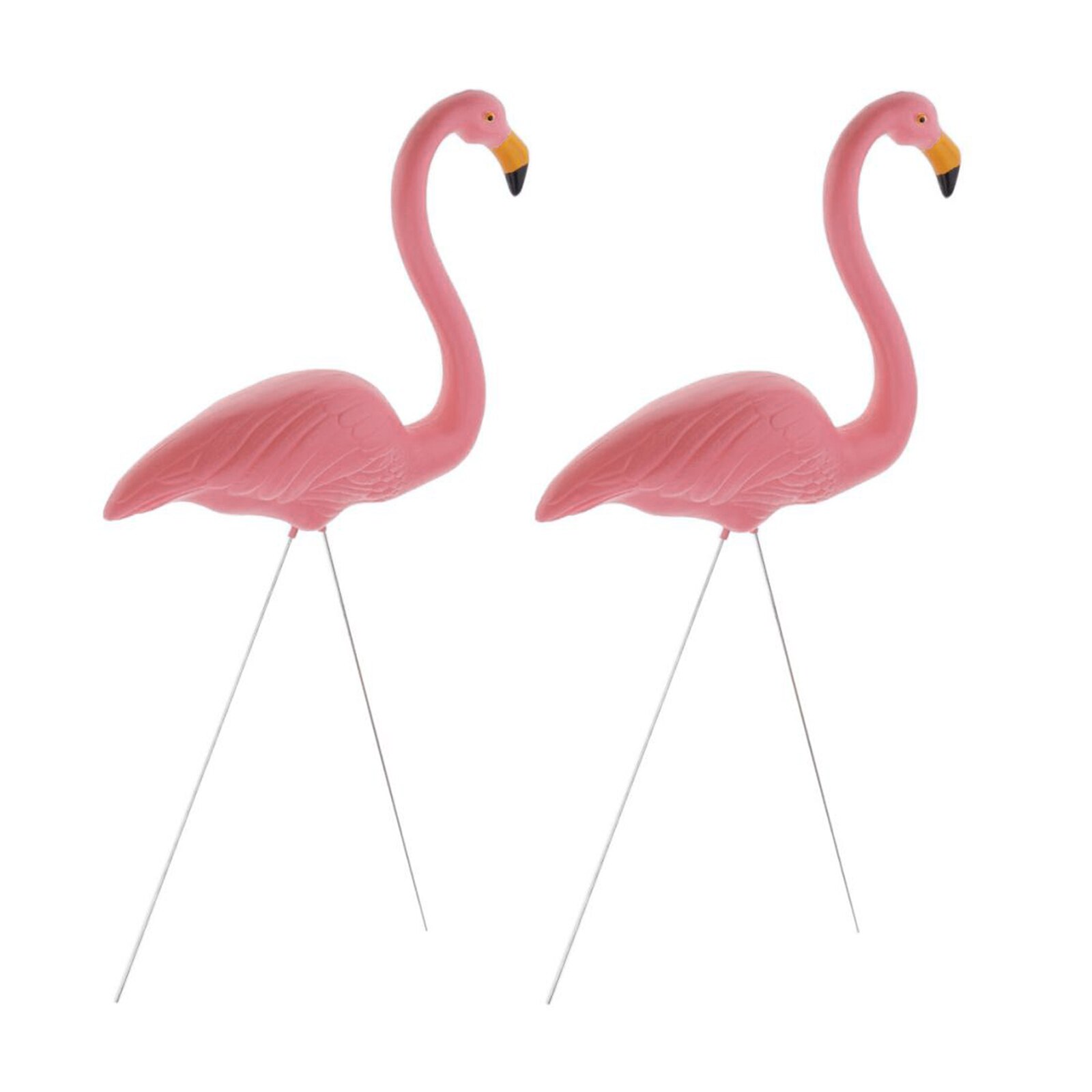 1 Pair Lifelike Standing Flamingo Stake Outdoor Garden Lawn Patio Pond Decor