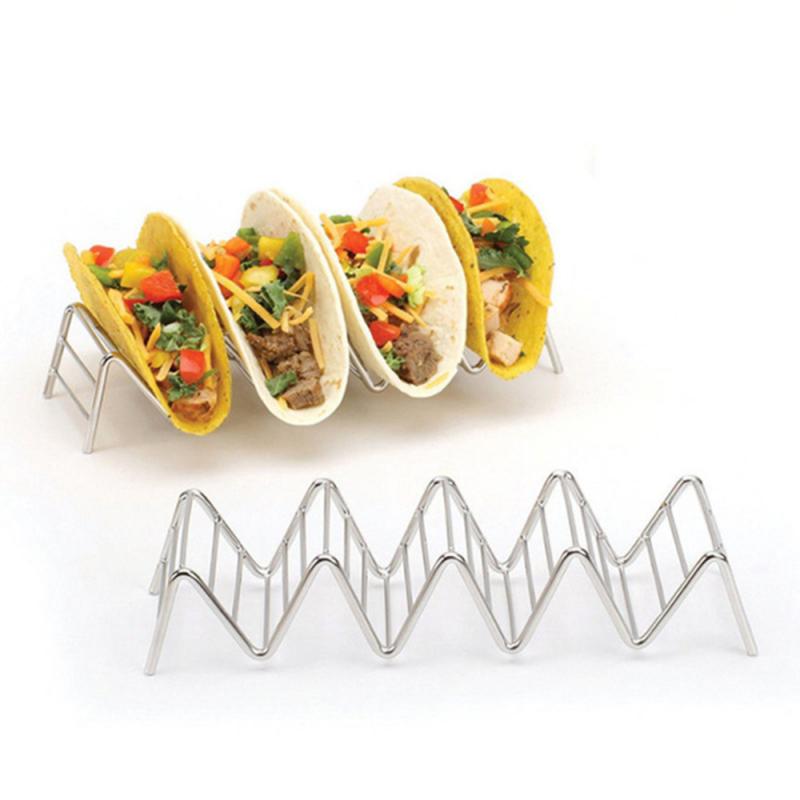 Kitchen Tools Restaurant Display Stand For Pizza Stainless Steel Rack Taco Holder Durable Wave