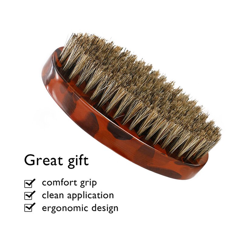 1Pcs Man Baard Borstel Varkenshaar Scheerkwast Gezichtshaar Snor Reinigingsborstel Beuken Houten Kam Mannen wave Haar Borstel