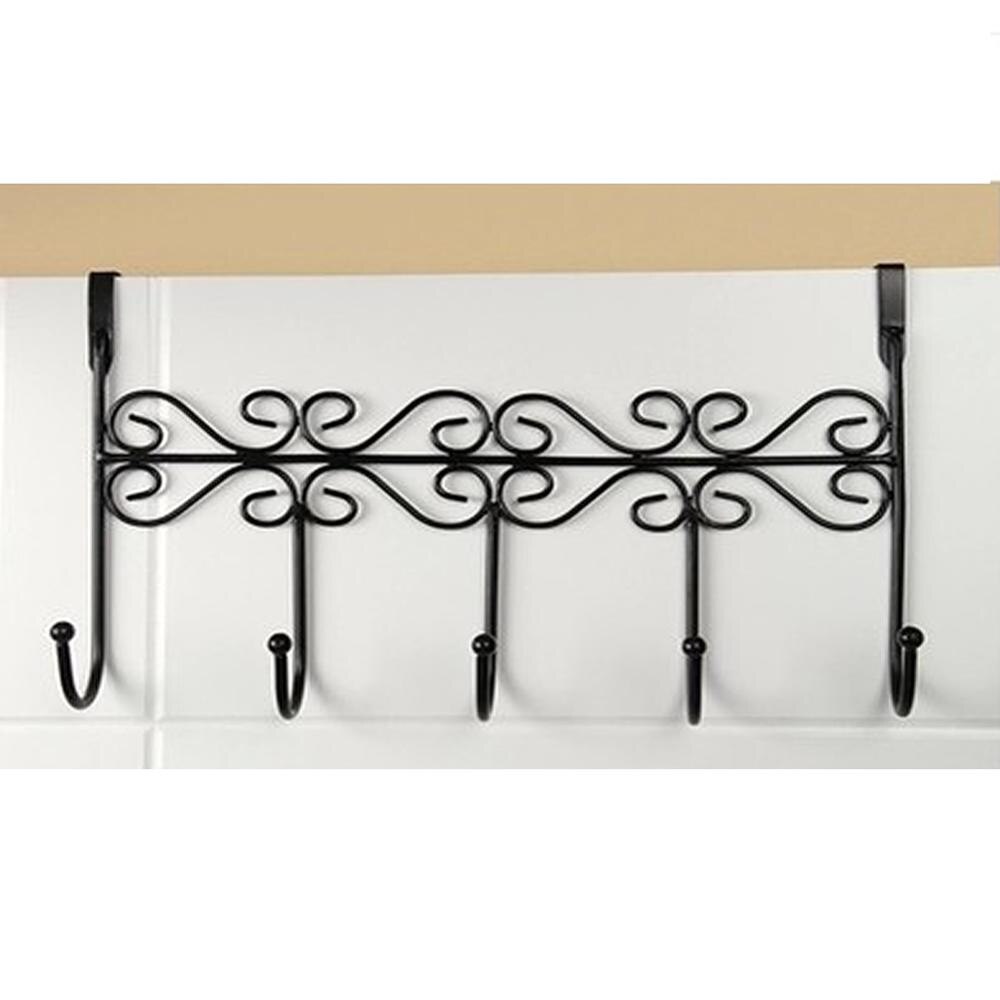 5 Hook Rack Hanger Door Holder Hanger FOR Closet Cabinet Door Holder Hanger Coat Rack Hooks Door Hangers Clothes Bag #K400Y#: Black