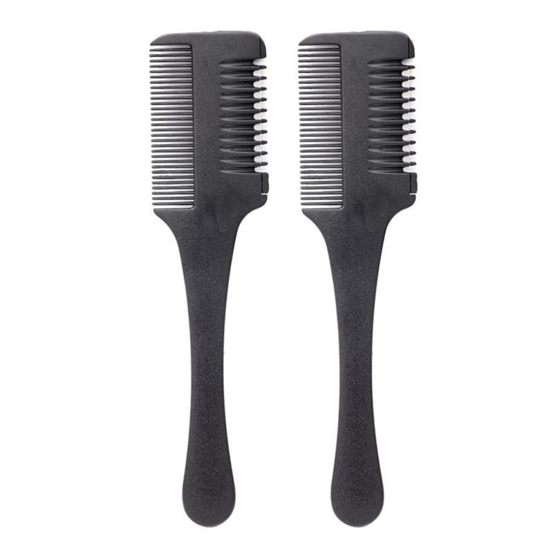 2pcs Hair Cutter Comb Double Edge Hair Razor Trimmer Blades Thinning Comb DIY Styling Comb