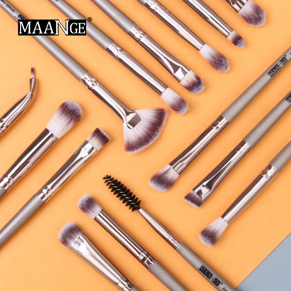 MAANGE – pinceaux de maquillage professionnels, brosses en éventail pour mélange de fards à paupières, sourcils, ensemble de beauté, 5/15 pièces,