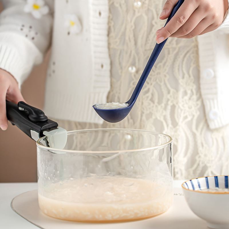 Silicone Ladle Soup Spoon Non-stick Curved Handle Unbreakable Big Round Scoop for Dinner Kitchen Dining Tool Tableware