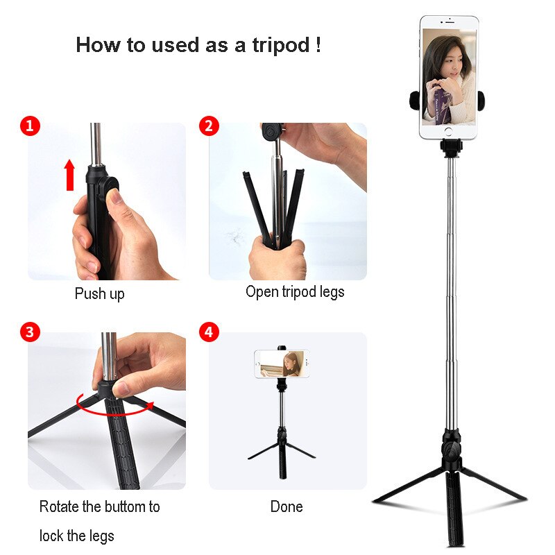 Wireless Bluetooth Selfie Stick Tripod With Fill Light Selfie Shutter Monopod Live Broadcast Phone Holder Tiktok