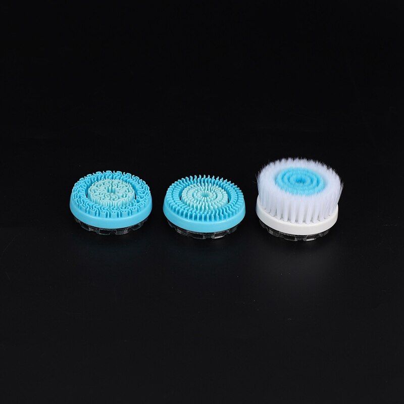 Blauwe elektrische gezichtsreinigingsborstel, gezichtsreinigingsborstels met 3 borstelkoppen, huidverzorgingstool, schoonheidsapparaat