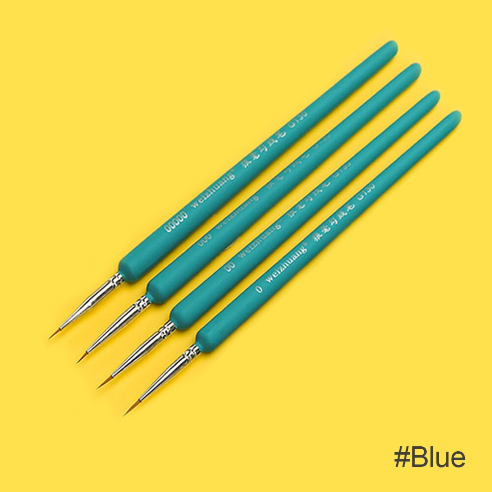 4 Teile/satz Wiesel Haar Aquarell Pinsel Stift Kunst Pinsel Holzgriff Haken Linie Stift für Gouache Öl Acryl malerei: Blau
