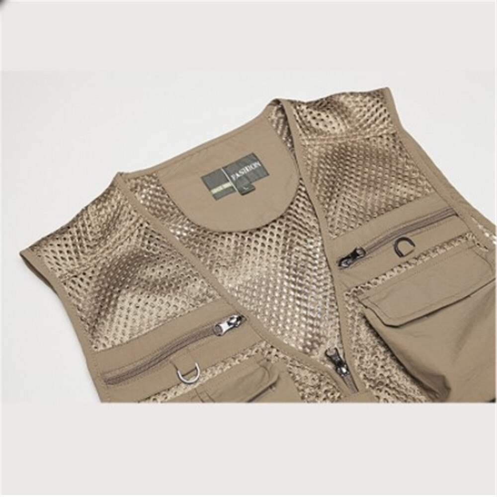 Multi-kieszeń kamizelki wędkarskie wiosna lato na wolnym powietrzu Sporty szybkie suche oddychające siatkowe kurtki mężczyźni fotografia nylonowe kamizelki turystyczne