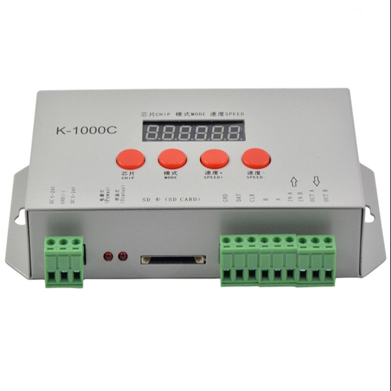 Controlador de píxeles de tarjeta SD K1000C controlador RGB LED para WS2801 WS2811 WS2812B LPD6803 LED 2048 DC5 ~ 24V