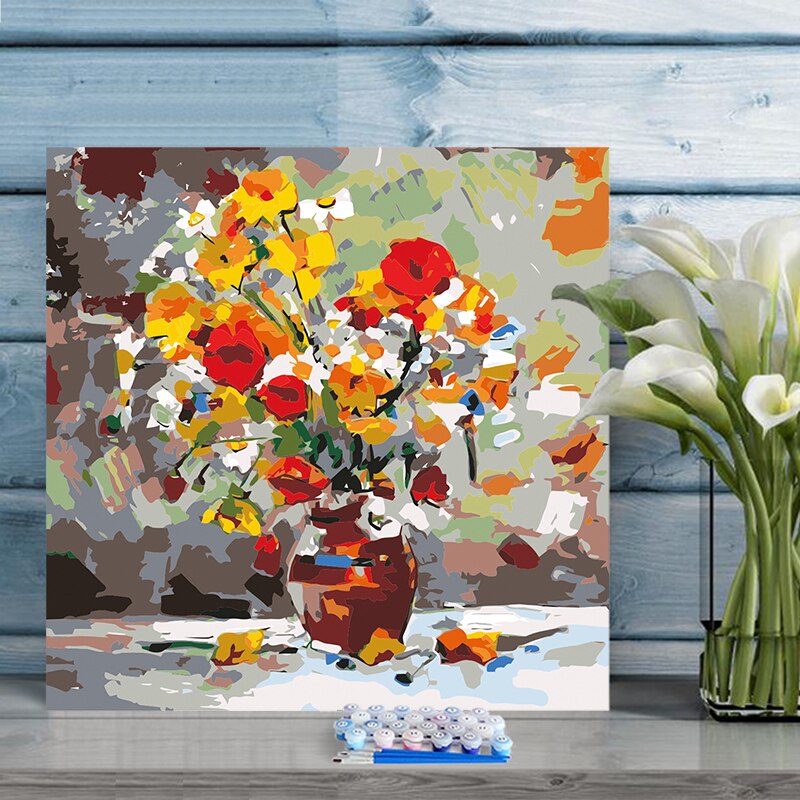 paint by number art painting by numbers still life flowers rich background wall hand-painted fill decorative paintings