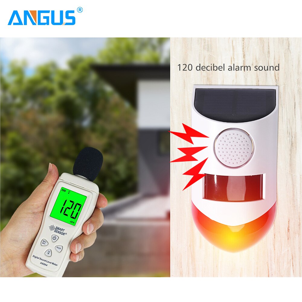 Angus Tuya WiFi PIR Detector Sirene 120db Strobe light Outdoor Solar Infrarood Draadloze Alarmsysteem APP Kennisgeving