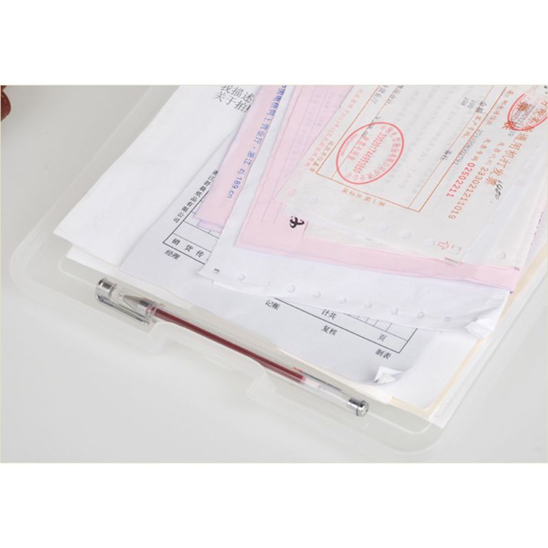 A4 Plastic Storage Clipboard File Box Case Document File Folders Clipboard Writing Pad Stationery School Office Supplies G88D