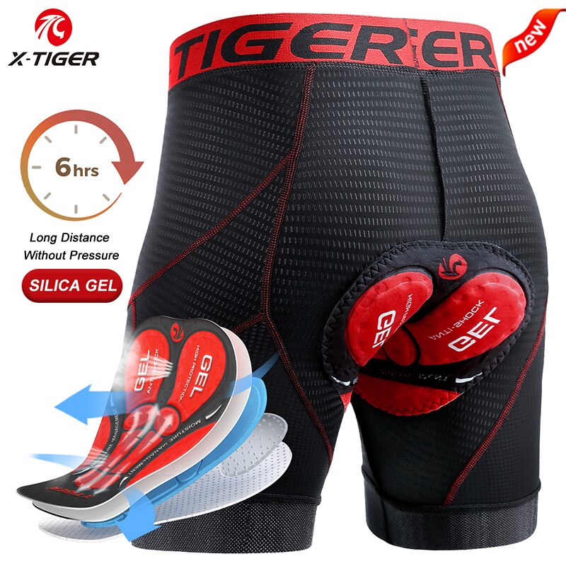 Pantalones cortos de ciclismo para X-TIGER, ropa interior de malla transpirable con almohadilla de Gel a prueba de golpes, para bicicleta de montaña, triangulación de envíos