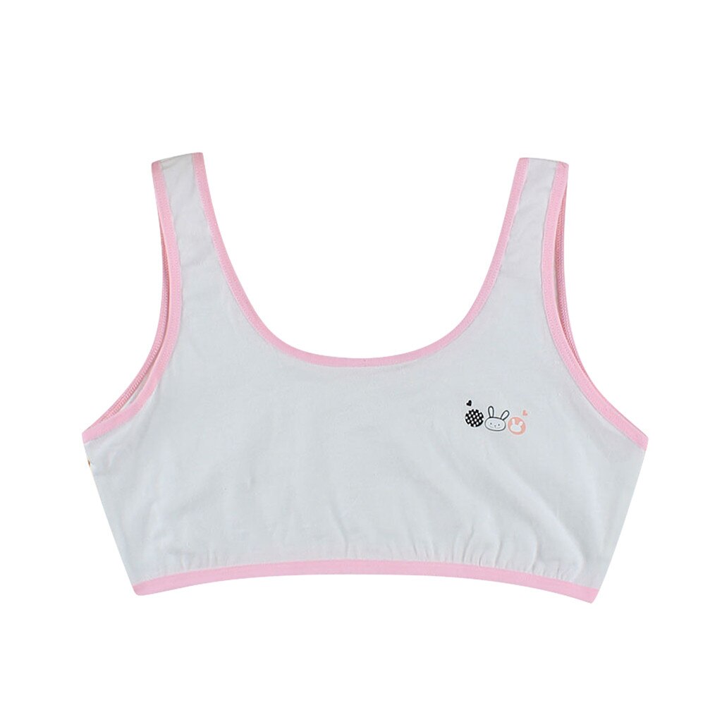 Foam Bra Vest Underwear Soft Cotton Bra for Kids Teenager Training Small Vest Underwear Puberty Clothing Sport Undies Clothes: Pink