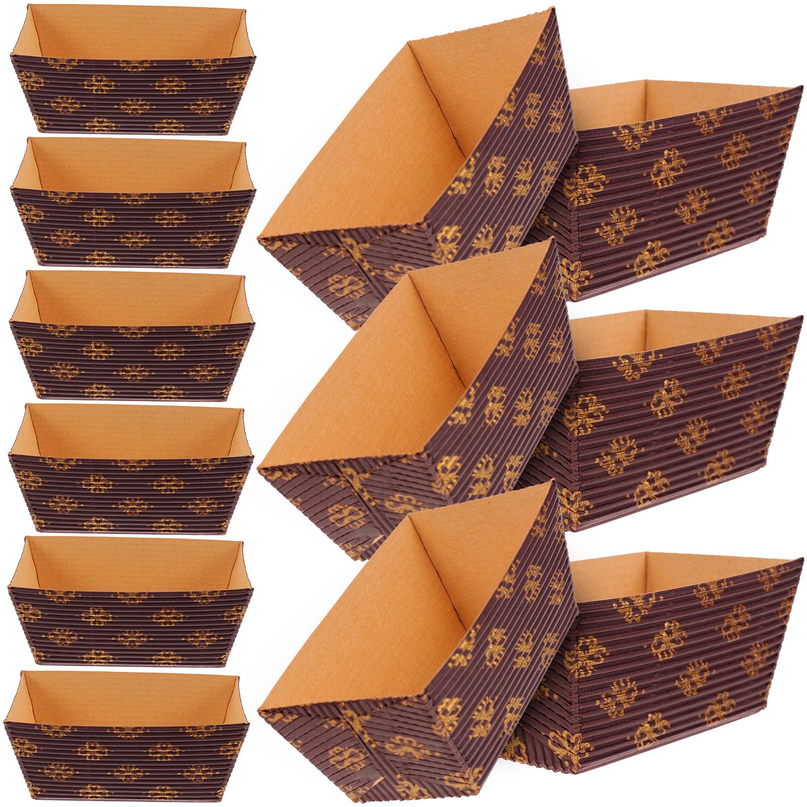 25 Pcs Paper Loaf Pans Baking Trays Disposable Cake Cups Rectangular Bread Tins Corrugated Mousse Boxes Party Liners