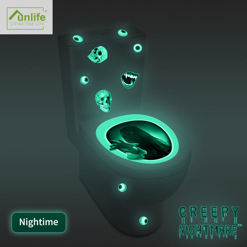 Halloween Glowing Horror Faceless DIY Skull Toilet Stickers Waterproof Removable Peel and Stick Bathroom Decals