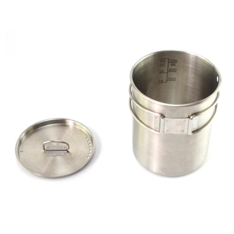 700ml di Campeggio Pentolame e Utensili per cucinare Ultraleggero In Titanio Padella Picnic Escursioni All'aperto Set Da Tavola Ciotola Tazza di Cottura di Alta di Campeggio Qua W4E6