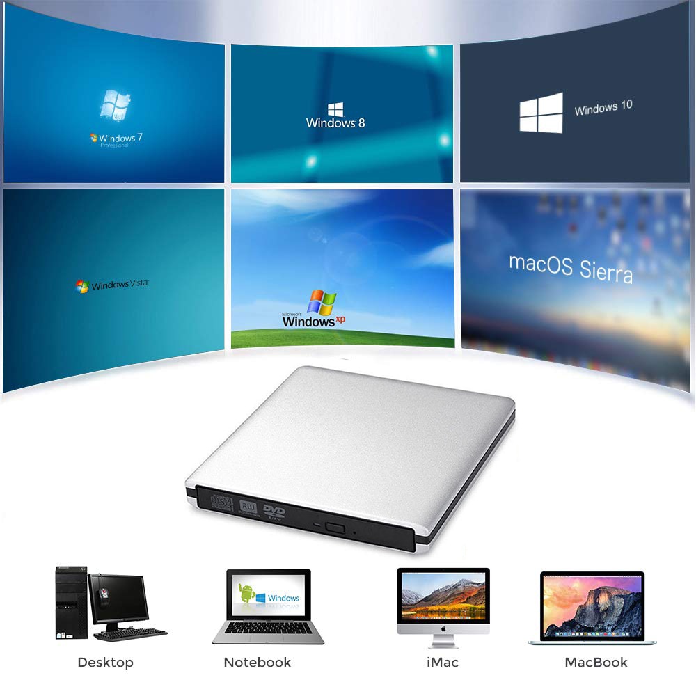 Ultra Slim Externe USB 3.0 Hoge Snelheid CD-RW DVD-RW Super Drive Speler Schrijver Brander voor HP ASUS DELL Samsung Lenovo, PC Laptop