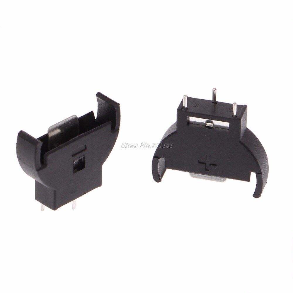 Soporte botón para batería, carcasa de plástico CR2032, pila de botón, soporte de tomas, 3V, 3 pines, color negro, 20 Uds.