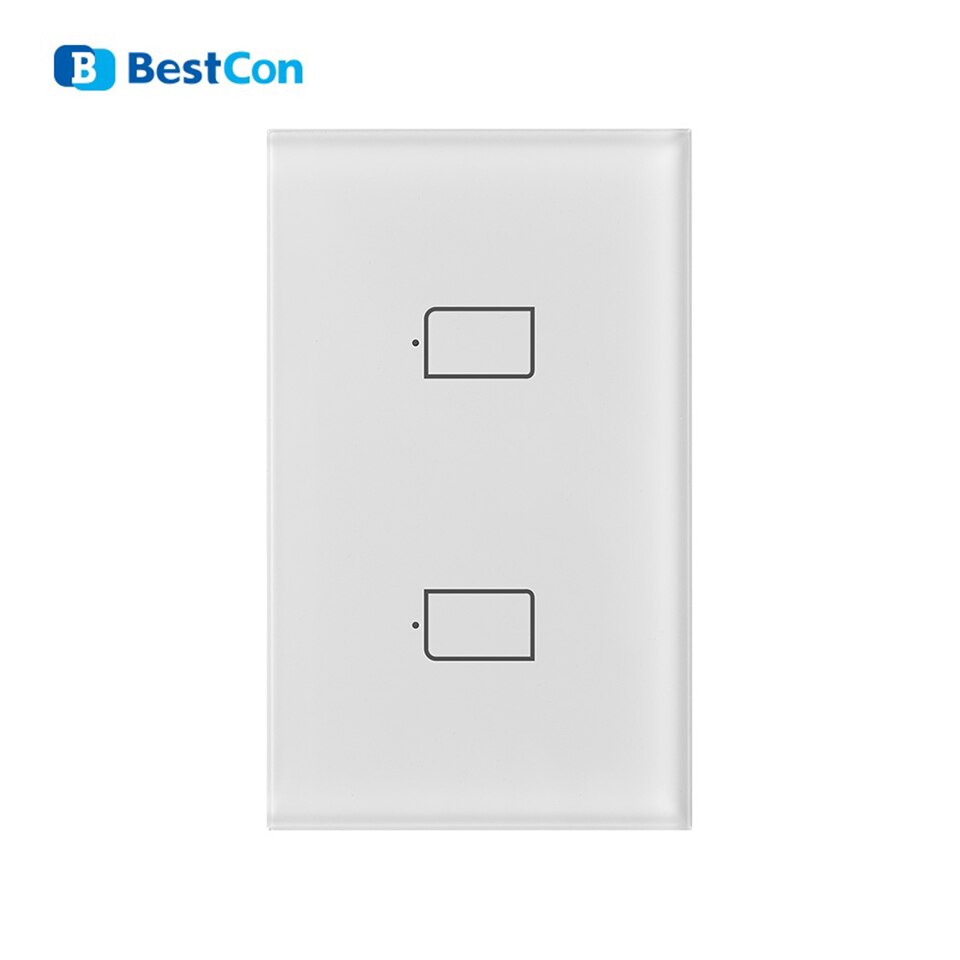 BroadLink-Interruptor de luz de pared inteligente, dispositivo con Control remoto, compatible con asistente de Google y Alexa, BestCon TC2S US 1/2/3 entradas, RM4 Pro: 2 Gang