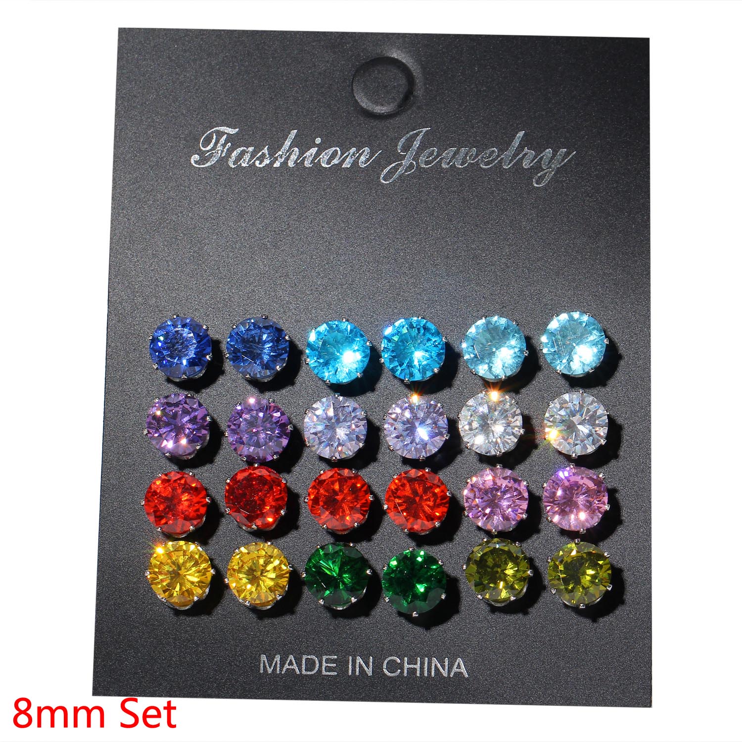 12 Paar/pak Wit Glanzend Bruiloft Stud Oorbellen Set Voor Vrouwen Mannen Crystal Sieraden Accessoires Oorbellen Sieraden Oorbellen: 12 Pairs Set D