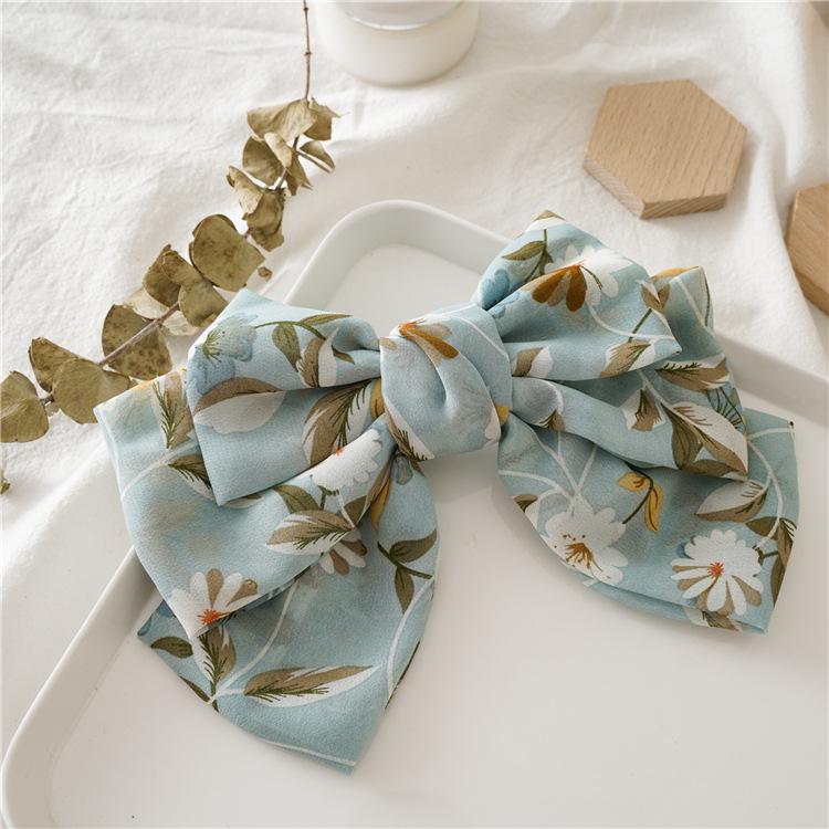 1 pièces Barrette à cheveux pinces à cheveux florales grand grand arc épingle à cheveux pour les femmes dames en mousseline de soie fleur pinces à cheveux accessoires de cheveux à la main: 2