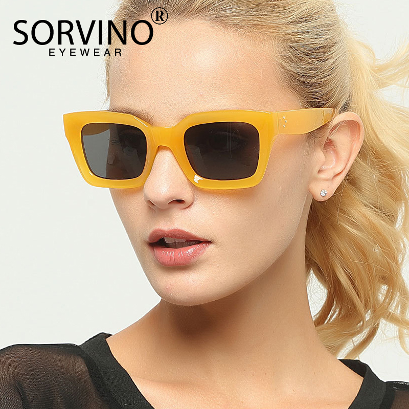 SORVINO Retro Vierkante Zonnebril Vrouwen Mode Moderne Vet Dik Frame Zonnebril Clear Shades SP11