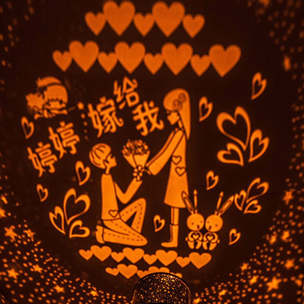 starry sky night light / wireless remote night light 360-degree rotation 4 patterns 3D atmosphere light portable light 1pcs