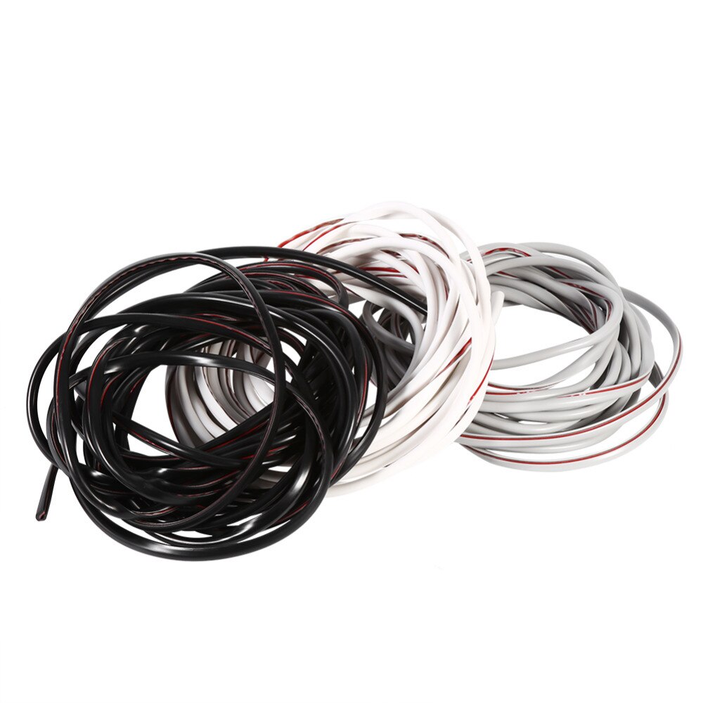 Tira de goma para moldura de puerta de coche, Protector de borde, cubierta negra, blanca, gris (opcional), 5M