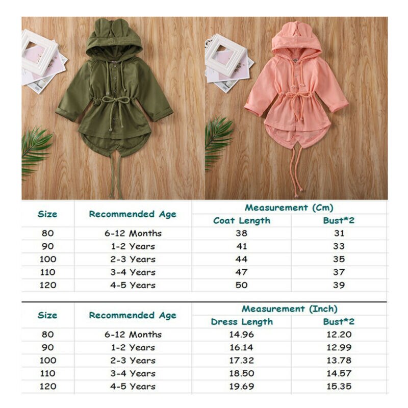 Toddler Kids Baby Girls 3D Ear Hoodie Tops Coat Hooded Jacket Outwear ClothesTrench