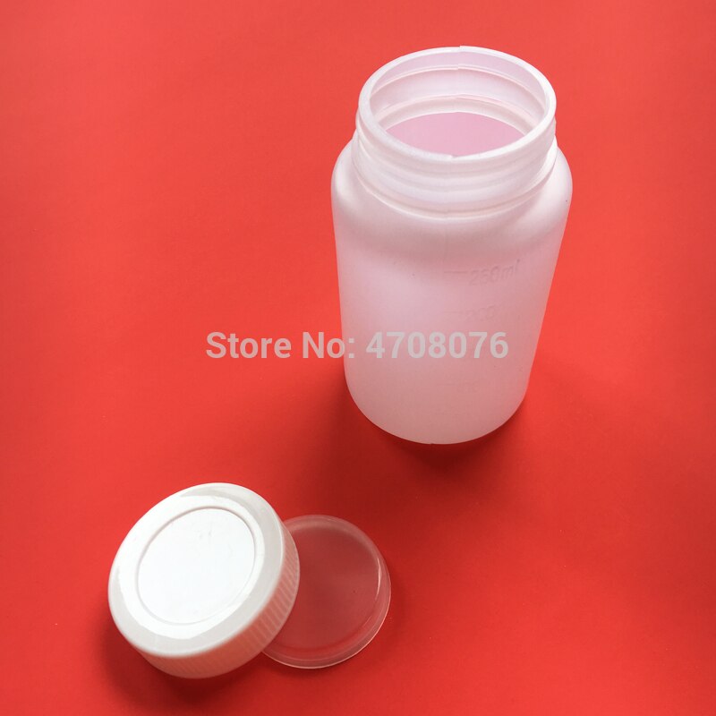 250ml 6pcs/pack PE laboratory reagent bottle with scale Plastic sample bottle with screw lid wide mouth round for chemical test