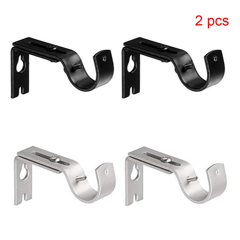 2pcs DIY Support Hanging Adjustable Hook Metal Structure Fixed Easy Install Holder Sturdy Home Curtain Rod Bracket Decorative