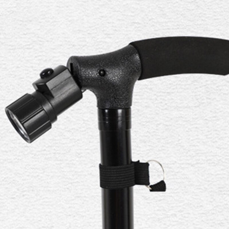 Rotating Base LED Walking Stick Hurry Cane Adjust All Terrain Pivoting Folding U2JD