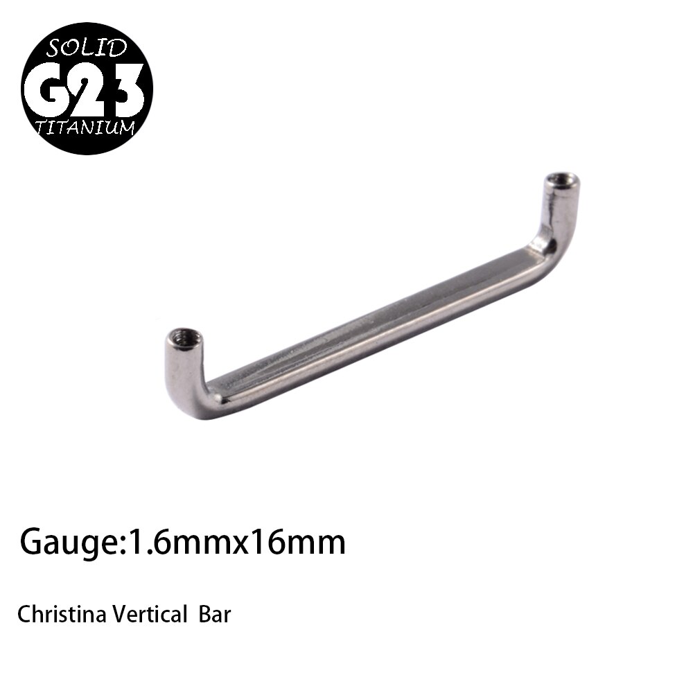 1PC G23 Titanium Christina Vertical Hood Piercings CZ Gem Dermal Anchor Crystal Flower Straight Barbell Jewelry Piercing 1.6mm: Platinum Plated