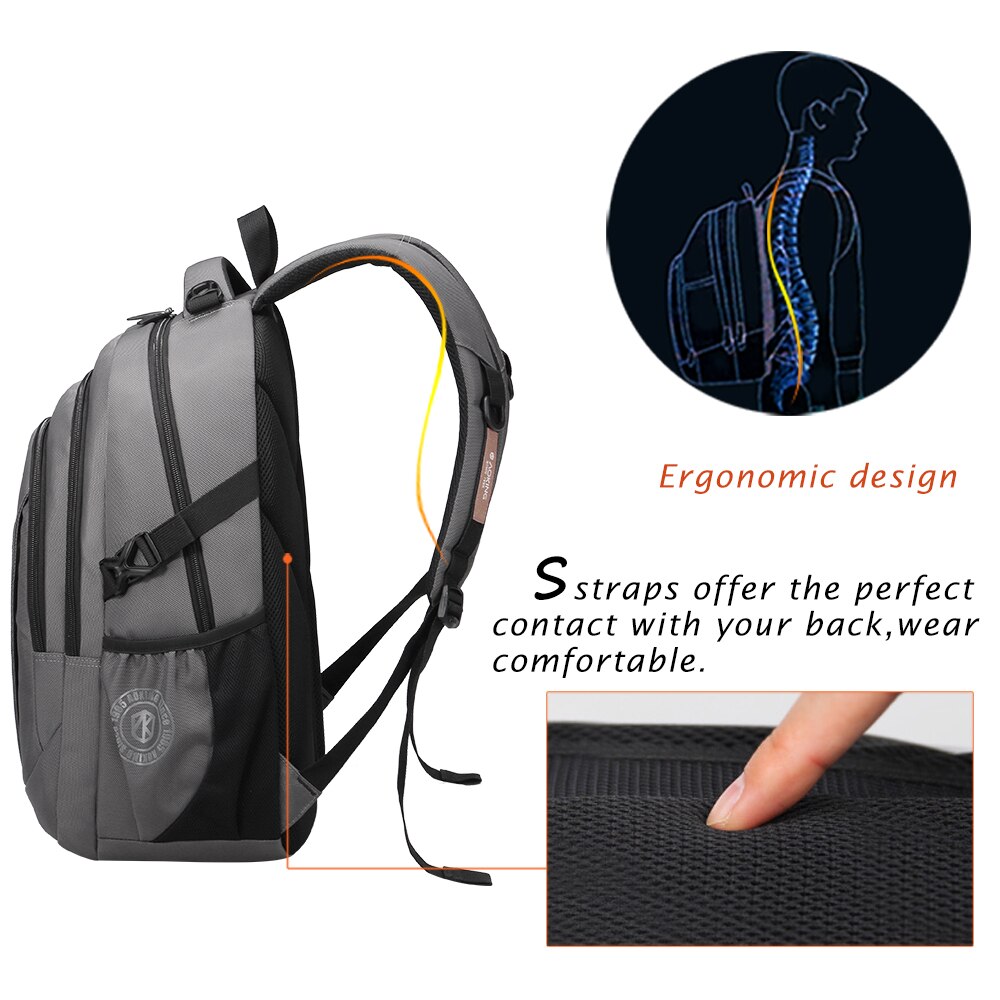 Aoking rugzak voor 14 15.6 inch laptop, studententas, schooltas, reistas, casual dagrugzak, waterdichte klassieke rugzak