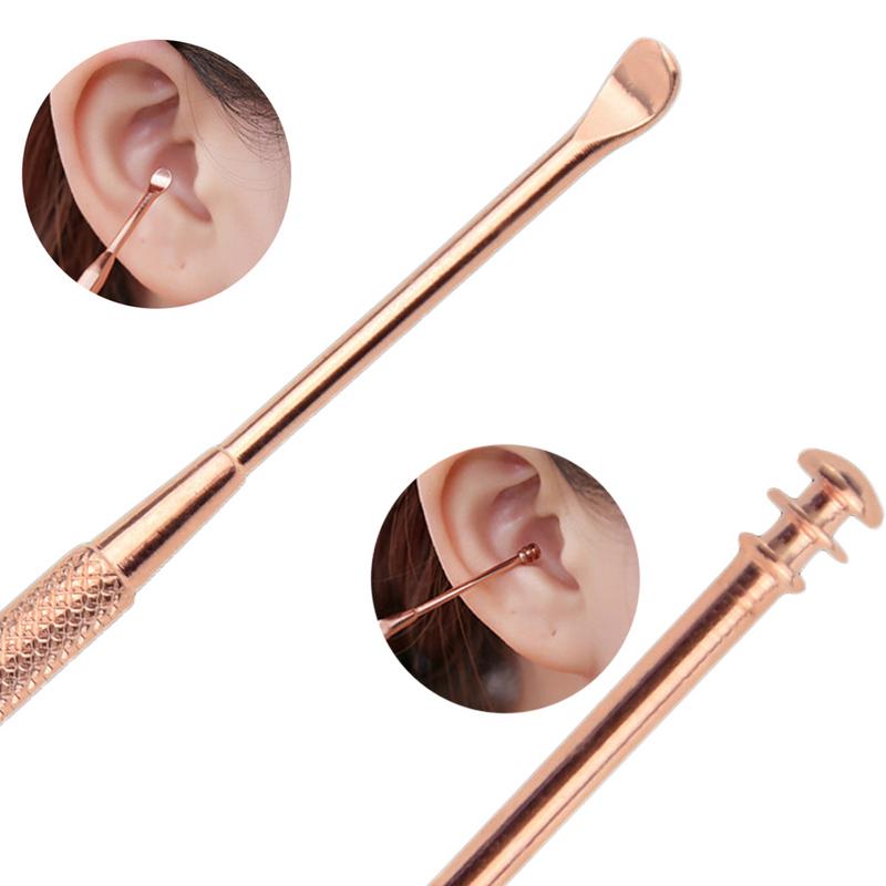 3 stks/set Rvs Oor Pick Double-ended Earpick Wax Remover Oor Cure Cleaner Lepel Oor Spiraal Schoonmaken Tool