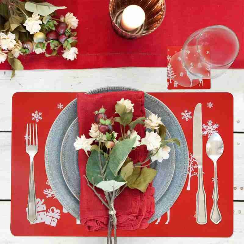 Mantel Individual navideño para para el hogar, mesa de cena, Mantel Individual, decoración de tapete, 6 pares