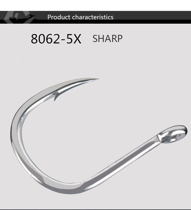 Funadaiko højkulstofstål fiskekrog fiskeri jigging krog fiske hjælpe kroge med modhager krog bulk krog 8062-5x kroge: 3-0 6 stk