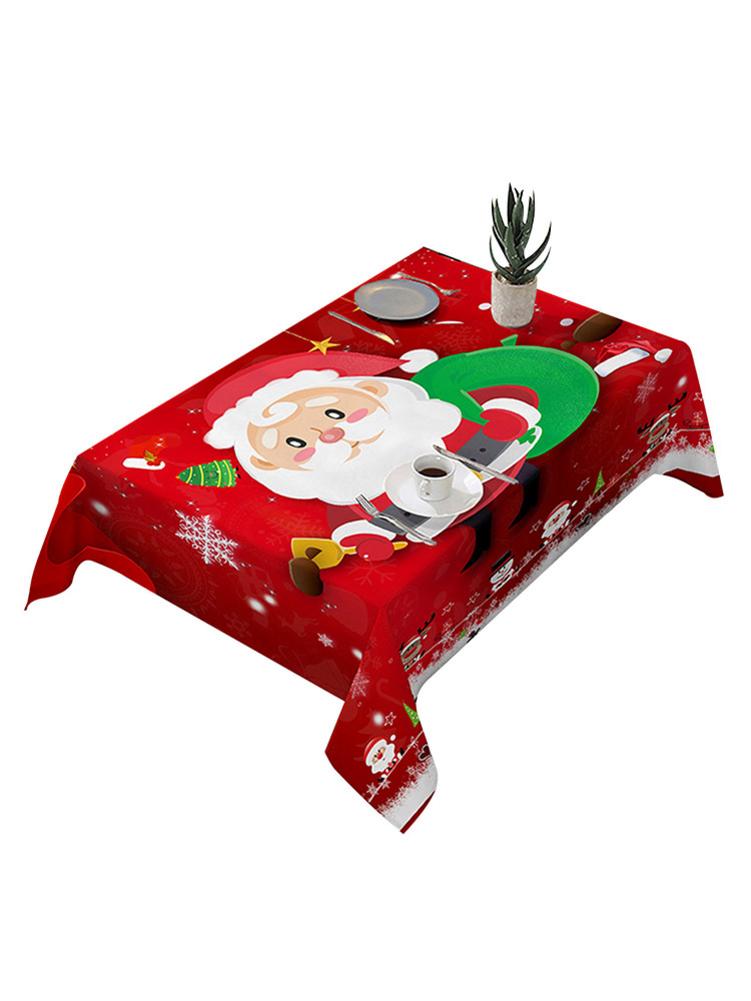 Christmas Table Cover Rectangular Christmas Collection Tablecloth With Cute Santa Oil-Proof And Waterproof For Home Decorat