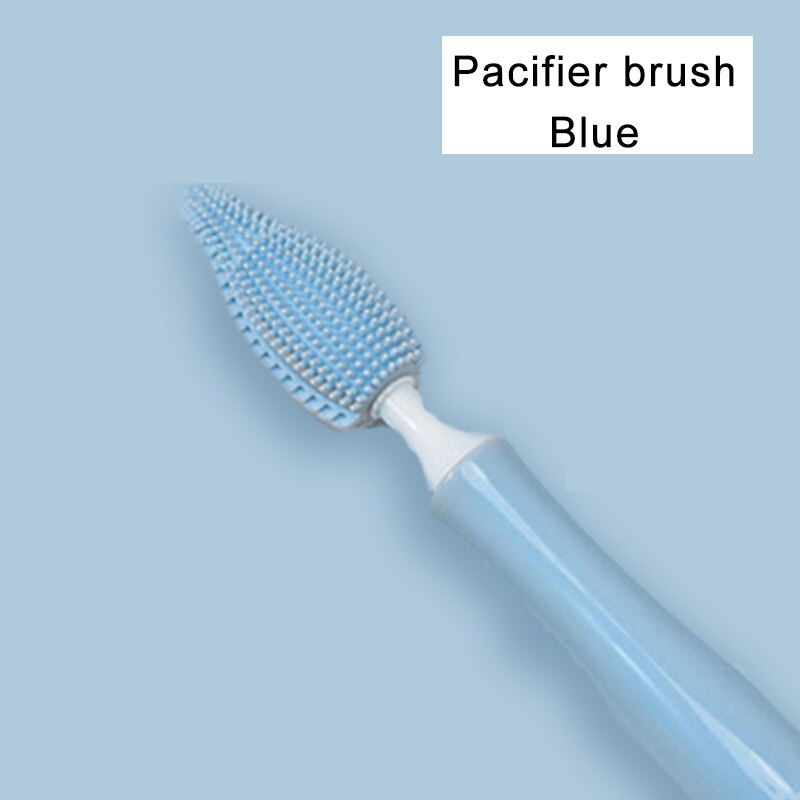 Silicone Bottle Cleaner Brush Baby Nipple Brush Bottle Brush Combination 360-degree Rotary Washing Bottle Brush Cleaning Brush: Blue Pacifier Brush