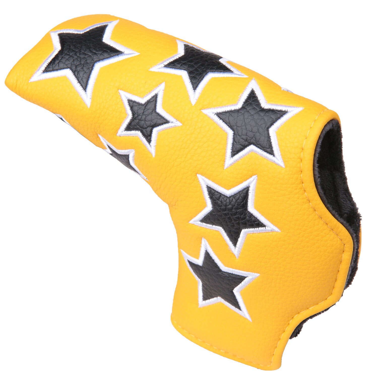 1pc Magnetic Closure Golf Putter Cover Soft Synthetic Leather with Star Pattern and Thick Black Lining Blade Head cover: Yellow