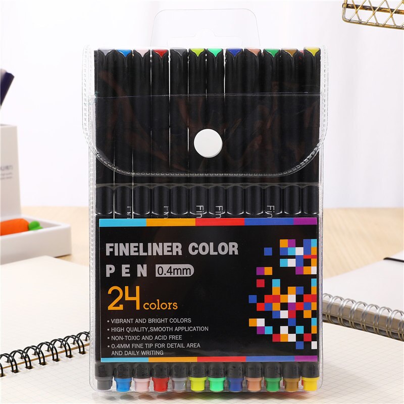 60/100PCS Colorful Neutral Marker Pen Fineliner Pens For School Office Pen Set Kawaii Ink Pen Art Supplies Cute: 24 set