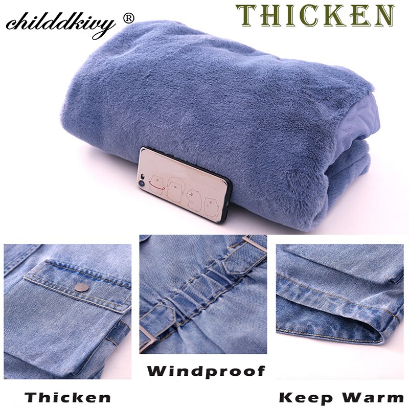 2 Stuks Meisjes Denim Jas Jas Kinderen Jas Uitloper Winter Mode Dikker Fluwelen Jas Voor Jongens Baby Meisje kleding 3-10Y