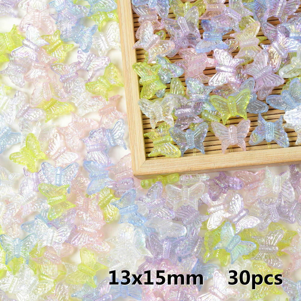 IYOE – mélange de perles papillon AB en cristal acrylique, perles d'espacement amples pour la fabrication de bijoux, épingle à cheveux, accessoires de bricolage faits à la main: Lavande