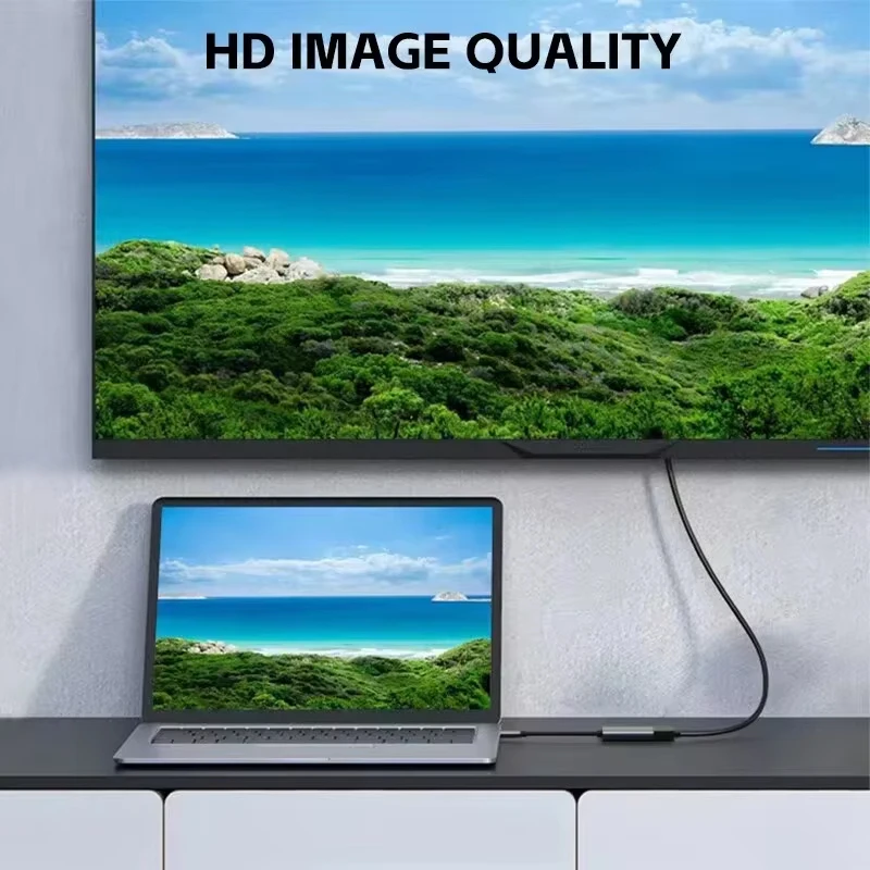 Adaptateur USB Type-C vers HDMI 4K, USB 3.1 mâle vers HDTV femelle, câble convertisseur pour ordinateur portable, tablette, TV, MacPle