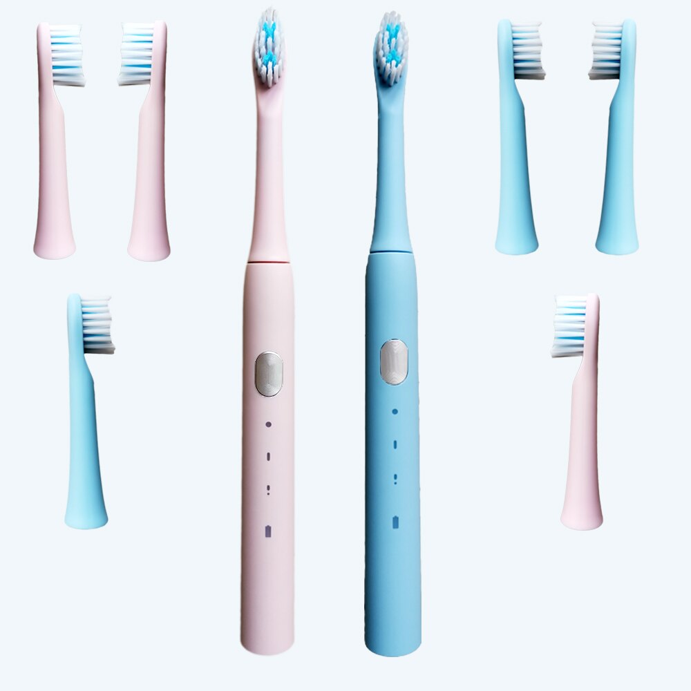 Sonic sähköhammasharja usb ladattava kannettava hammasharja hampaiden puhtaaseen elektroniseen hammasharjaan matkoille ja kotikäyttöön: Vaaleanpunainen sininen 8 h