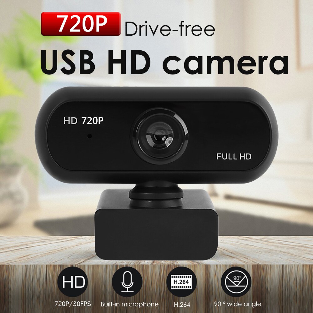 Webcam 720P Full HD Mini Camera Built-in Microphone Rotatable USB 2.0 Plug Web Cam with Micro For PC Computer Mac Laptop Desktop