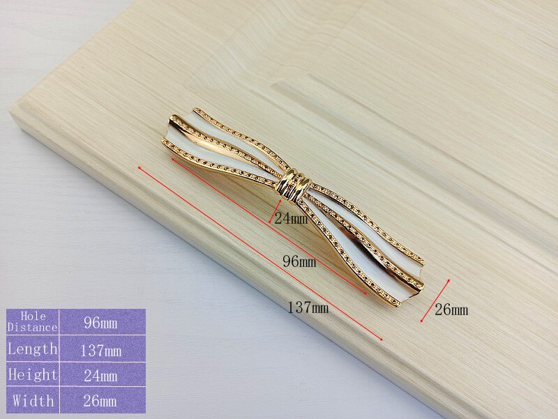 Simple Style Bowknot Handle Furniture Hardware Kitchen Cabinets Door Knobs Drawer Handle For Wardrobe Cupboard Dresser Pulls: Gold-96mm A