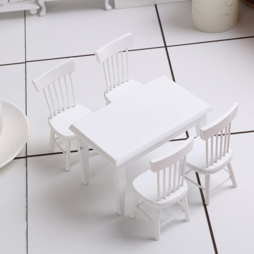 1/12 skala dukkehus miniature mini spisebord og stole sæt møbler