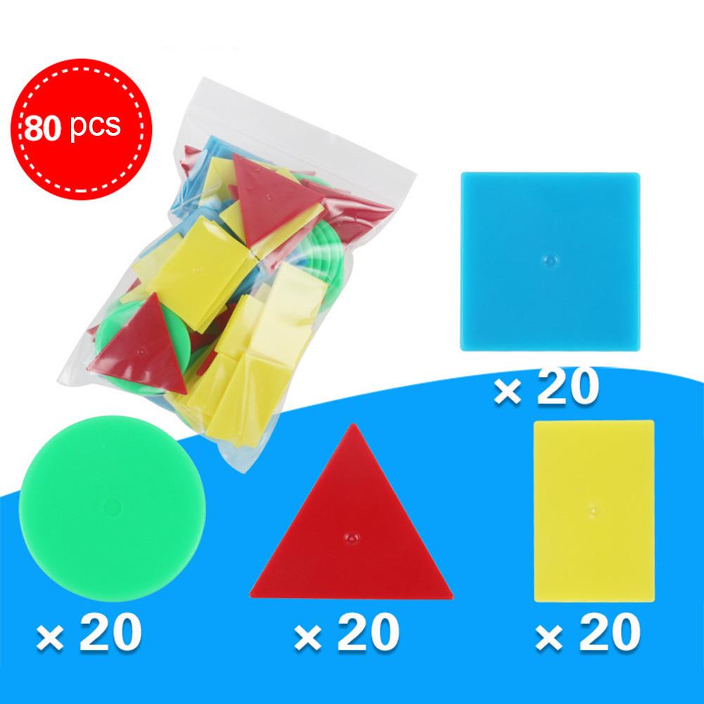 80 Stks/set Geometrie Blokken Tellen Ronde Driehoek Vierkante Schijf Leermiddelen Onderwijs Levert Vroeg Leren Speelgoed